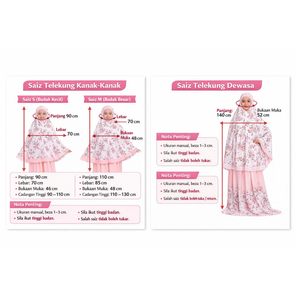HOT SALE TELEKUNG BUDAK ZURA ROSE VIETNAM TAHUN 2-12Anak Viscose Clothing Cotton Kanak solat Black Navy White Brown Red