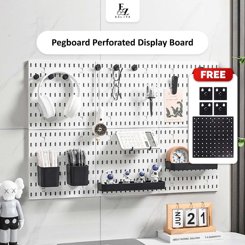 [FREE GIFT & RM 8.xx Pegboard] EzLife Hole Board Wall Mounted Perforate Display Rack Rak Dinding Papan Lubang 洞洞板置物架