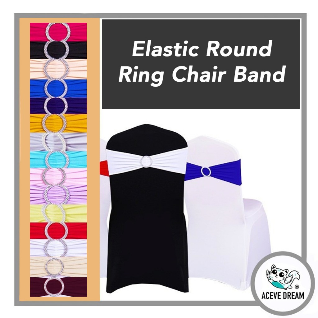 ACEVE DREAM READY STOCK Elastic Chair Back Decor Band No need Tie Banquet Event Wedding Hotel Ribbon Bunga Sarung Kerusi