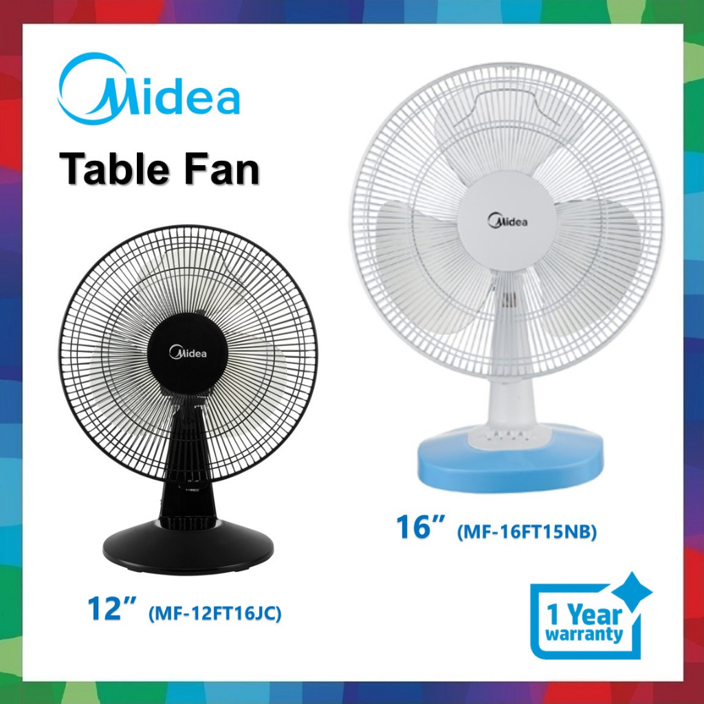 Midea 12" 16" Table Fan MF-16FT15NB / Kipas Meja 16 inch Desk Fan MF-12FT16JC Kipas Angin Berdiri