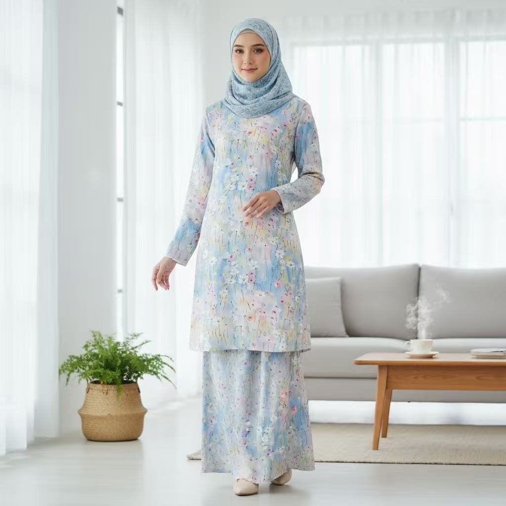 Baju Kurung Floral Kecil Design Satu Set Ready Stock Clothing-20235 MY