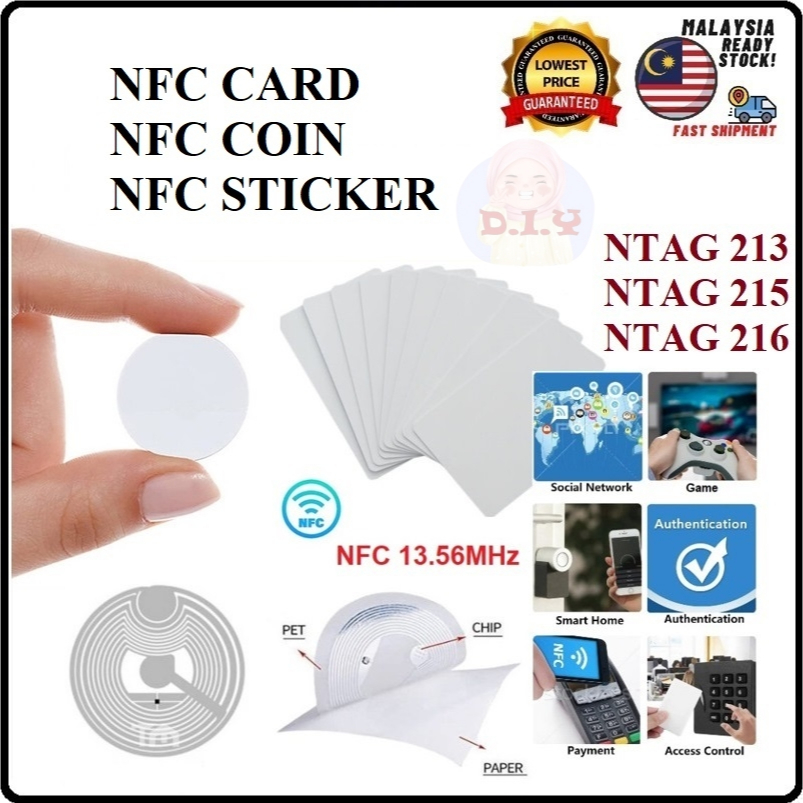 Ntag 213 / 215 / 216 NFC 13.56MHz Card / Coin / Sticker for Amiibo Tagmo Iphone Android E-business Tag
