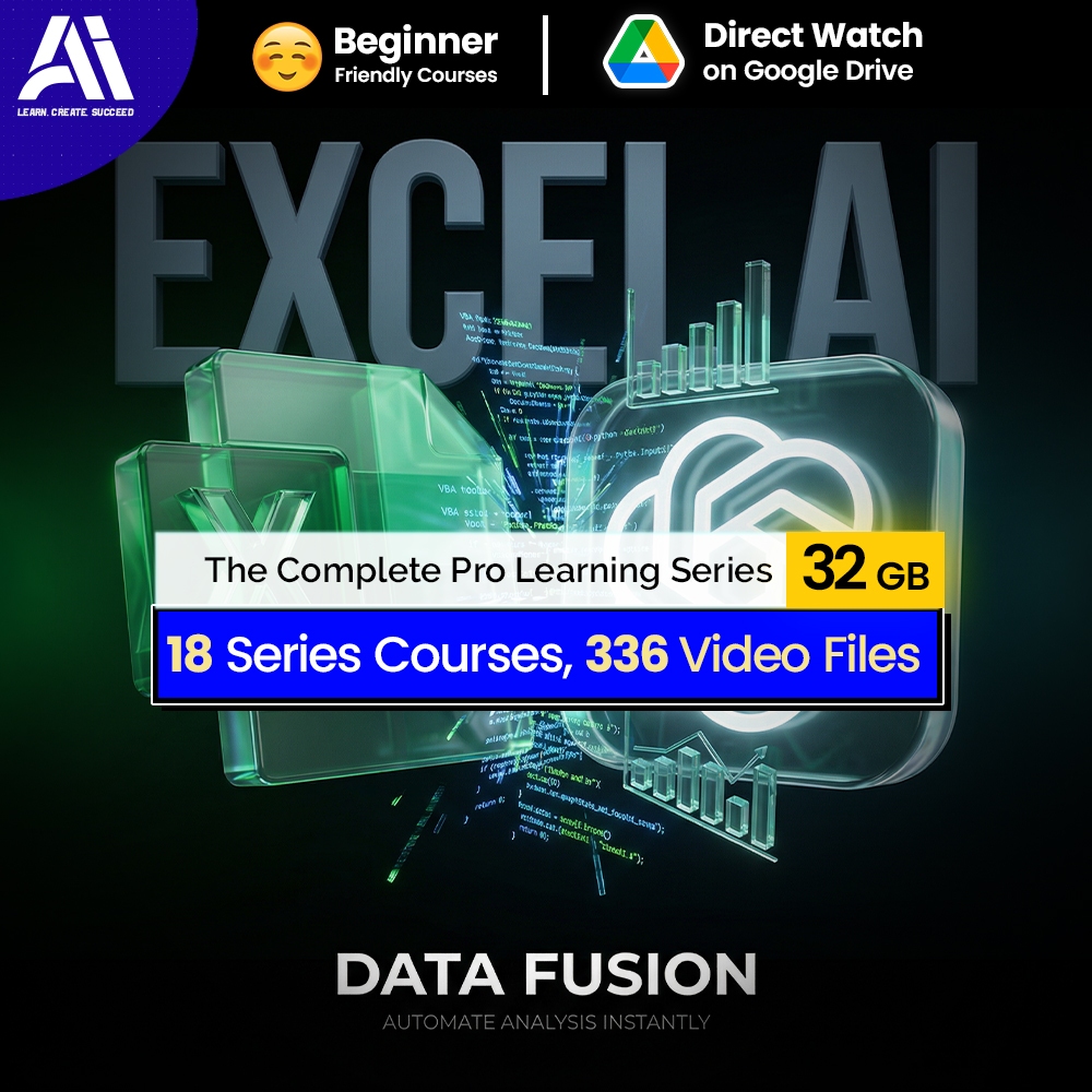 336 Excel x Ai Video Courses | Learn AI with Excel | 18 Set AI Excel Video Courses Bundle | Excel AI Video Lessons