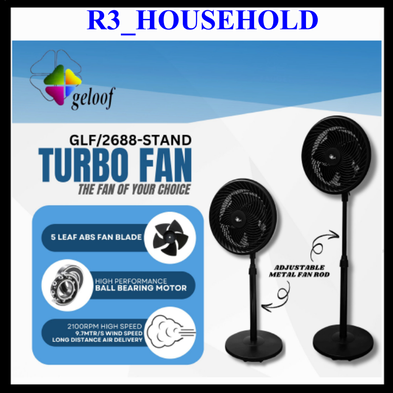 READY STOCK Geloof Powerful Stand Fan 12'' / Adjustable Stand Fan Table Fan Kipas Berdiri | Kipas Meja Kipas 强力电风扇