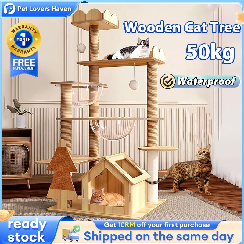 Cat Tree Premium Wood Cat Climbing Frame Cat Wooden Nest Scratch Solid Wood Cat Tower 猫树 猫爬架
