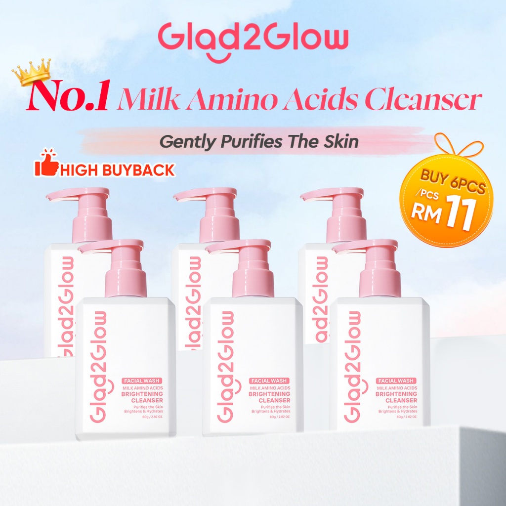 Glad2Glow Milk Amino Acid Gentle Cleanser Face Wash pencuci muka skincare sabun muka brightening