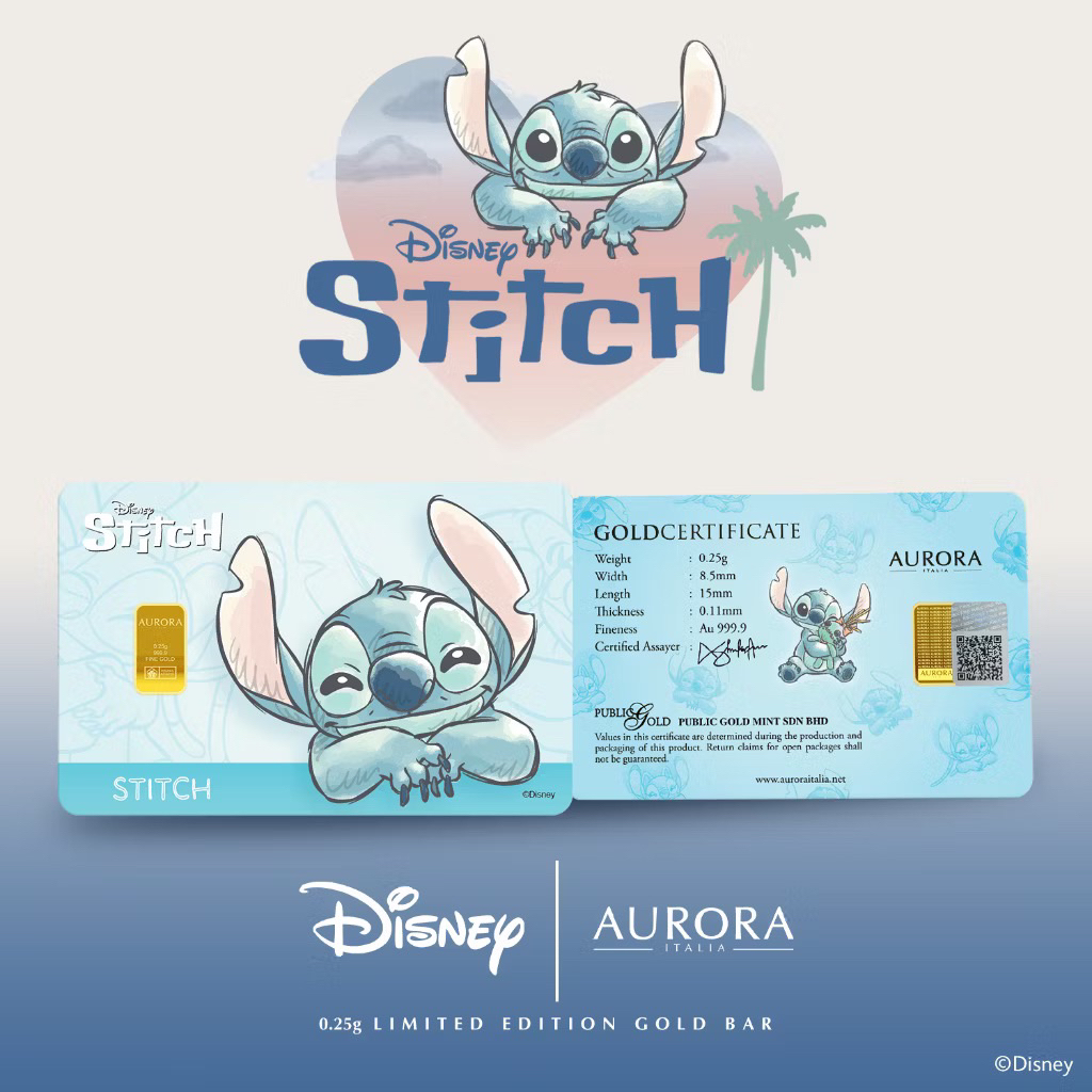 DISNEY x AURORA ITALIA (0.25g) 999.9 Stitch Limited Edition Gold Bar (0.25g)&hellip;