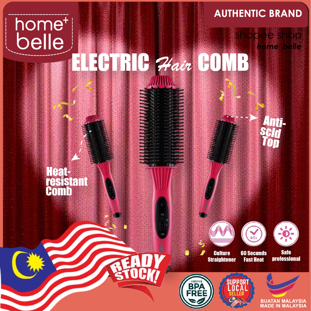 Nova 2in1 Hair Straightener Comb Brush Electric Hair Straightening Curler Brush / Sikat Rambut Elektrik