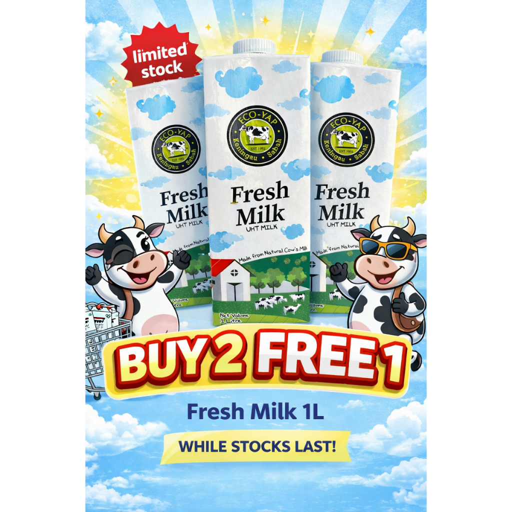BUY 2 FREE 1 ECO YAP Fresh Milk UHT (Keningau) (exp - 6/7/2026)