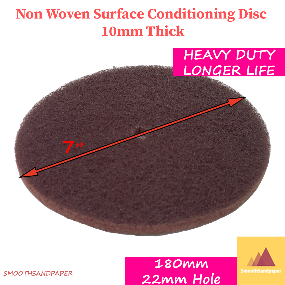 180mm Non Woven Disc 7” 22mm 10mm Thick | Heavy Duty Rust Removal image 3