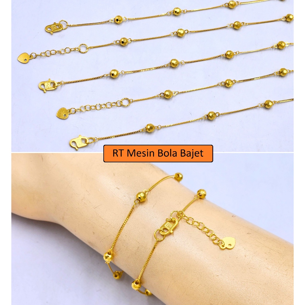 RANTAI TANGAN MESIN PADU BOLA RANTAI TANGAN SAUH EMAS 916 ORIGINAL EMAS 916 MURAH EMAS 916 BAJET GELANG 916 BRACELET
