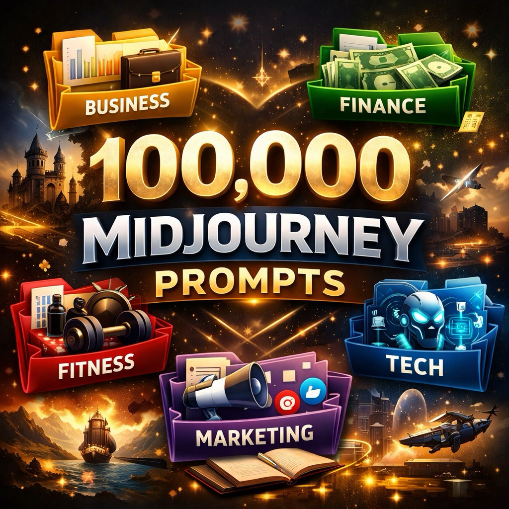 100,000 Midjourney Prompts Bundle | Business, Finance, Fitness, Tech & Marketing AI Prompt Pack