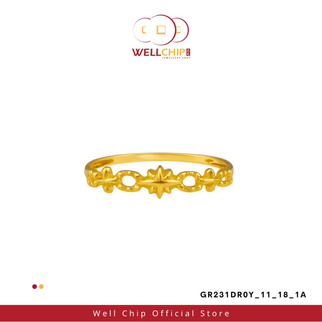 Cincin Emas 916 Bintang | Star 916 Gold Ring | Emas 916 | Kedai Emas WELL CHIP