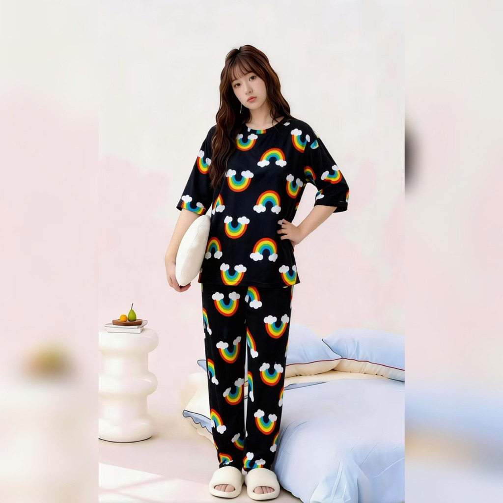 (VITRISHOP) LENGAN SUKU BAJU TIDUR RAYA LIMITED EDITION,WARNA TAK PUDAR ,COTTON MIX POLYSTER ,FREESIZE TO PLUSSIZE