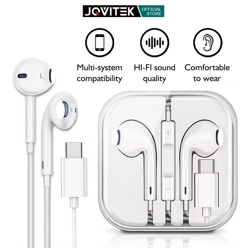 JQVITEK T77 Type‑C Wired Earphone Semi‑In‑Ear 13mm Driver Mic Volume Control Hi‑Fi CD Sound for Phone without 3.5mm Jack