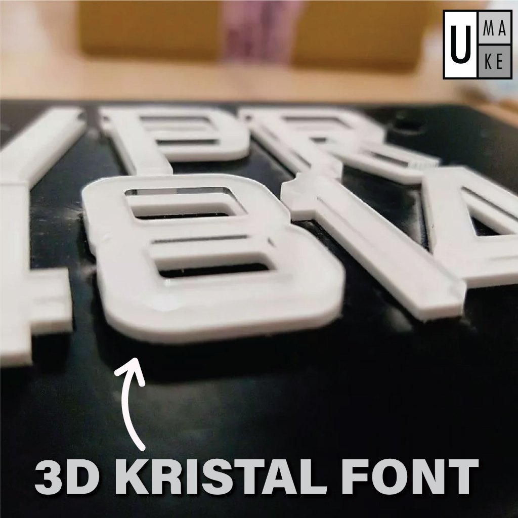 UMAKE NOMBOR PLAT MOTOR CRYSTAL 3D (ACRYLIC LASER CUT KRISTAL PLAT MOTO EX5)