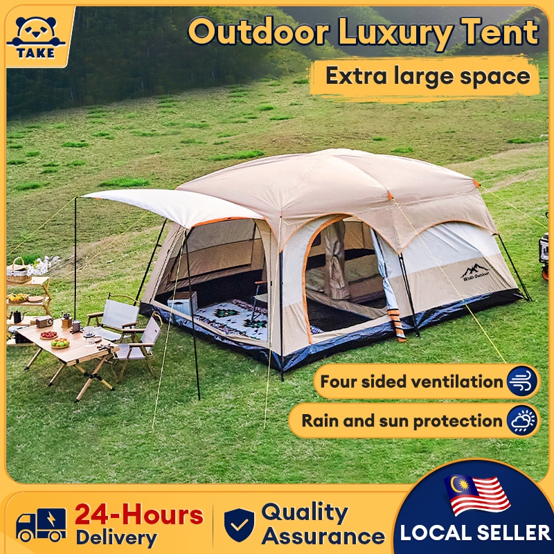 WTHB Khemah Unta 5-8-14 Person Large Khemah Camping Tent Waterproof Family Tent Kemah murah Outdoor Big Tent 2 Room