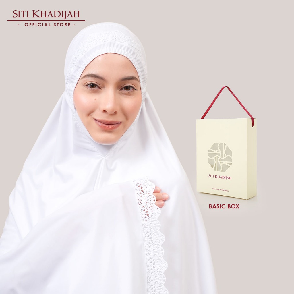 Siti Khadijah Telekung Modish Noore in White (Not Included Free Bag)