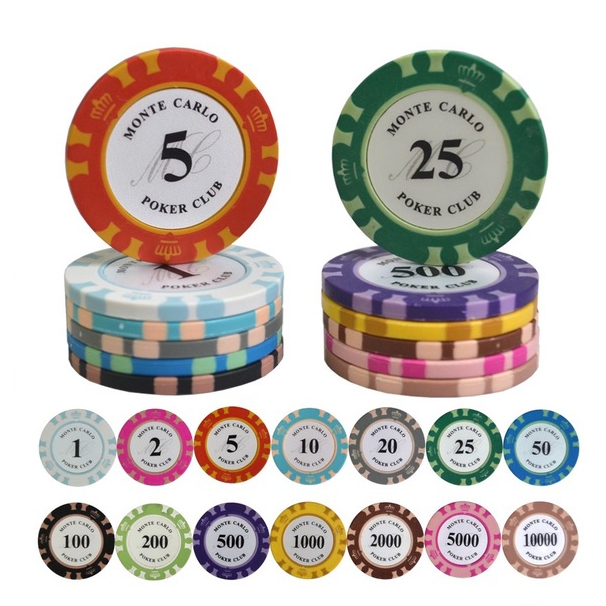 Premium Monte Carlo Casino Poker Chips Poker Set Monte Carlo Texas Holdem Poker Game Playing Card Chip 德州扑克筹码套装