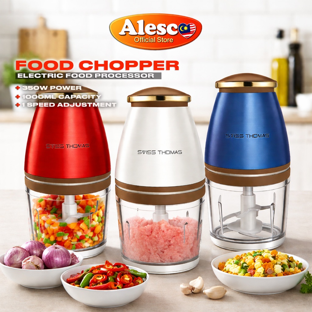 Alescomall Multi-Functional Electric Baby Food Processor Chopper 1000ml blender Garlic Chilli Mesin Pengisar Makanan