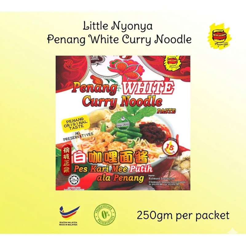 LITTLE NYONYA Pes Mee Kari Putih Penang / Penang Famous Instant White Curry Noodle Paste 250g