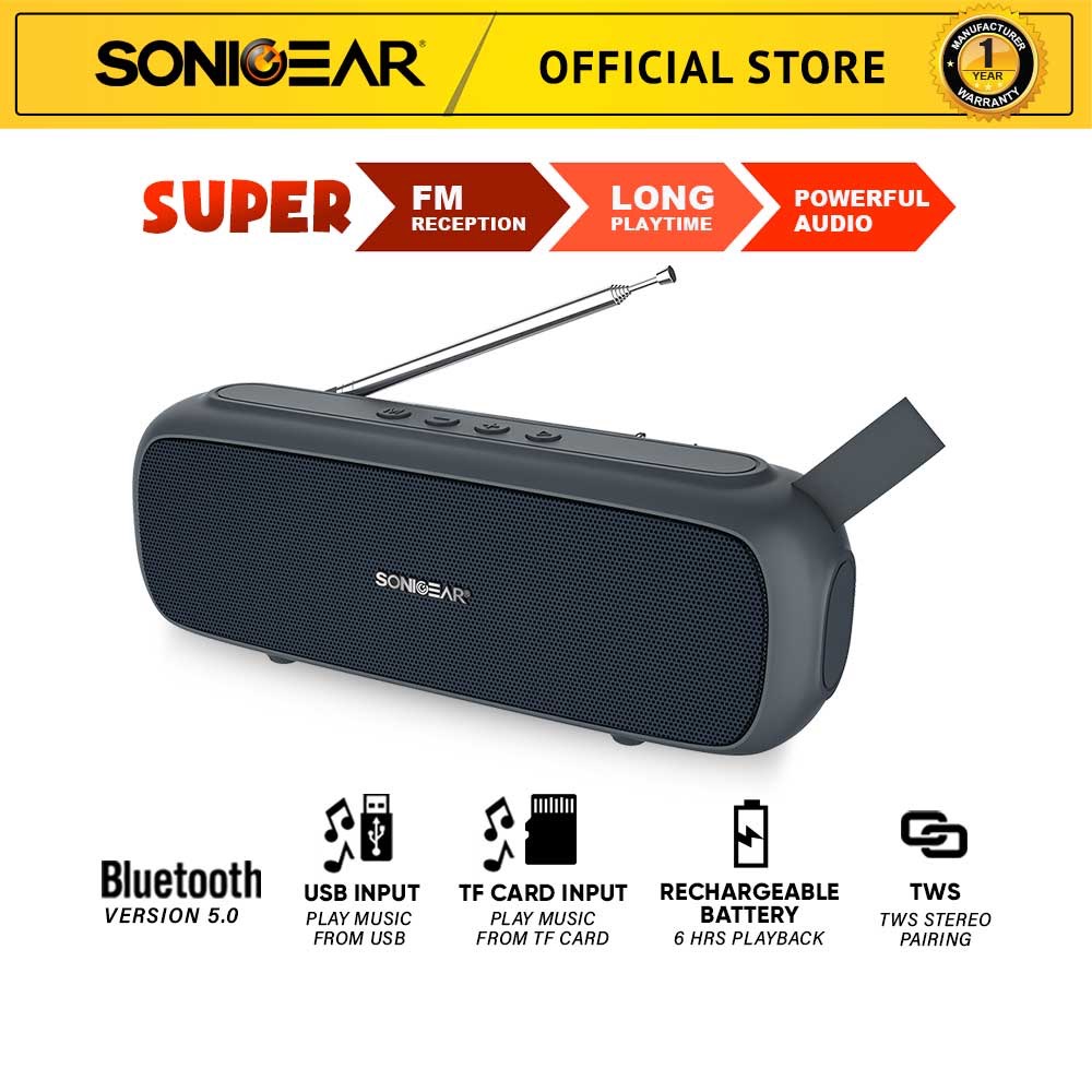 SonicGear P8000 Super Bluetooth 5.0 Portable Radio TWS Speaker | Super Reception