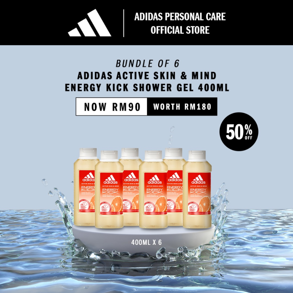 [Exclusive] Adidas Active Skin & Mind Energy Kick Shower Gel 400ml - Suitable for Sensitive Skin (Vegan)