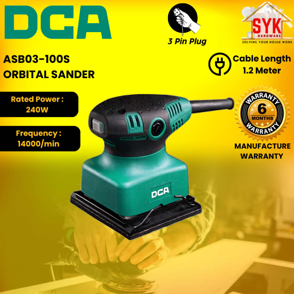 SYK DCA Electric Orbital Sander ASB03-100S Woodworking Sander Machine Mesin Kertas Pasir Elektrik Sander