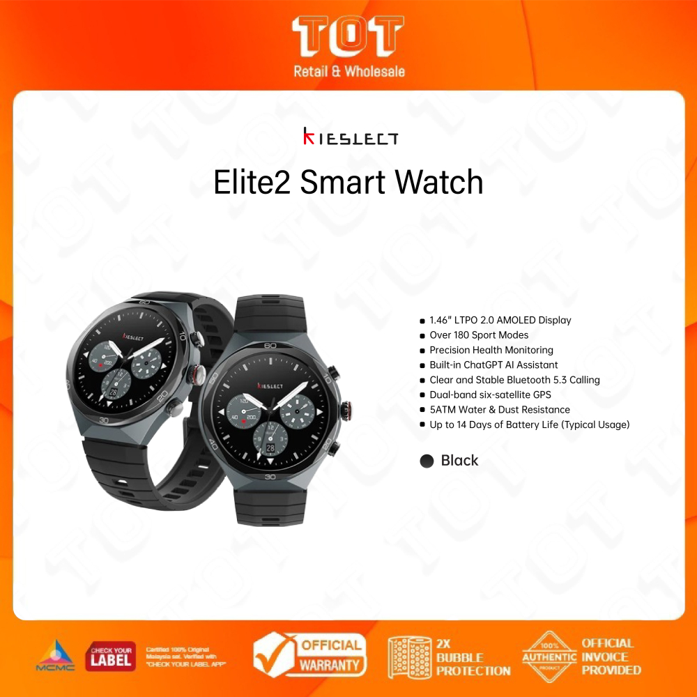 Kieslect Elite2 I 1.46" Smartwatch I 5ATM I Bluetooth Call I 24-Hour Health Monitoring I ChatGPT AI Assistant