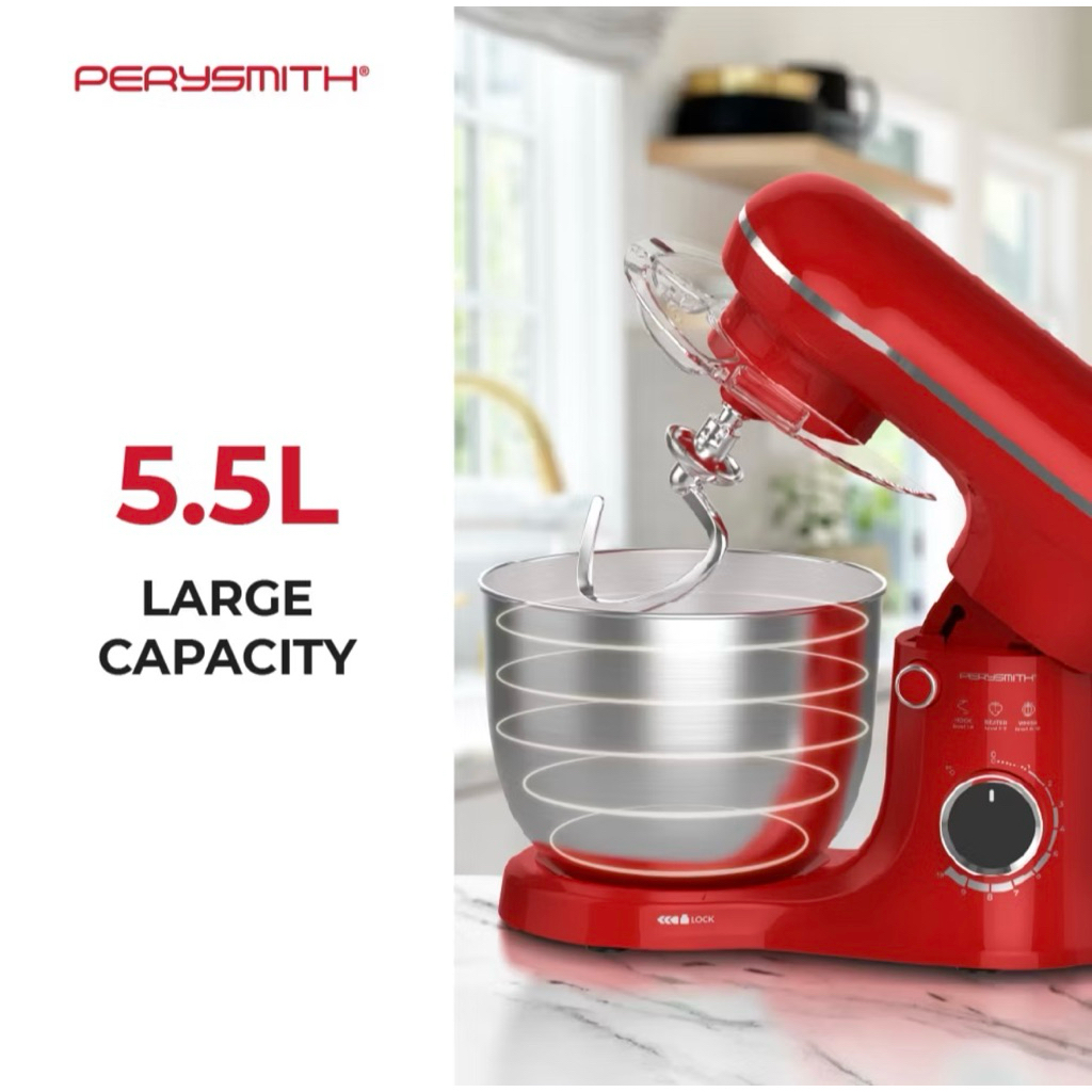 PerySmith PS5500 5.5L Stand Mixer EasyCooking Series (Mesin Adun | mixer cake | dough mixer | mesin uli tepung doh)