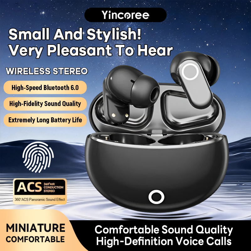 【Murah】Yincoree Bluetooth Earphone BT 6.0 Sports Headset with Mic call Solid Bass Sound, 30 Hours Battery Life
