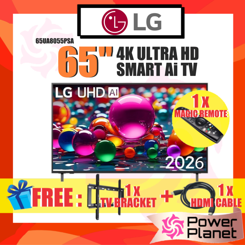 [FREE TV BRACKET & HDMI CABLE] LG 65'' 4K UA80 65UA8055PSA / 4K UHD 65UA8450PSA UHD AI Smart TV UA84 HDR10 Television