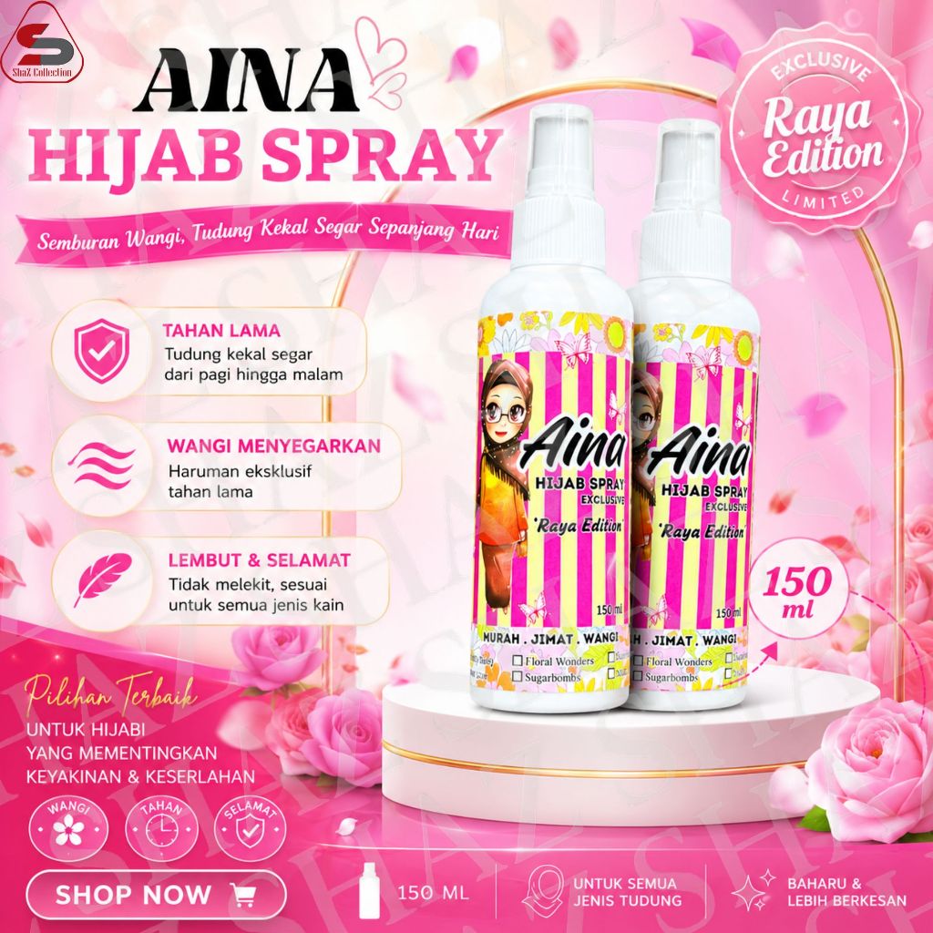 Aina Hijab Spray Spray Tudung·Hair Serum·Hair Mist·Stain Remover•Pengeras Tudung Viral