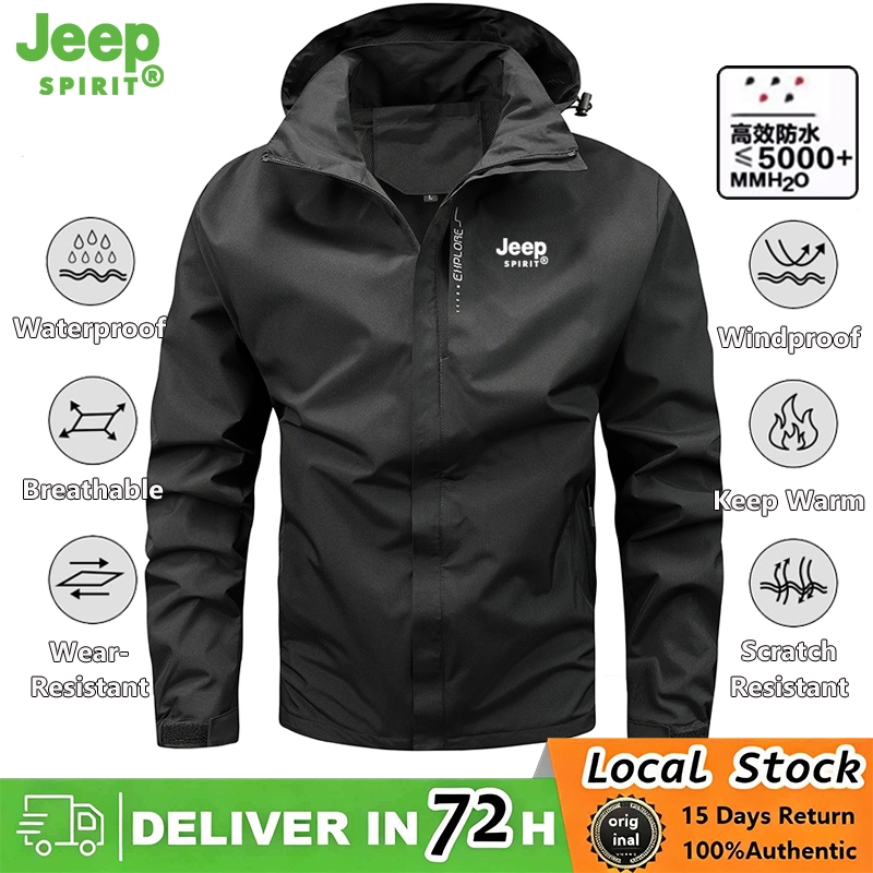【1-3 days arrive!!!】Jeep Spirit（吉普）Windproof Waterproof For Men Multifunctional Outdoor Sports Hiking Jacket In Black
