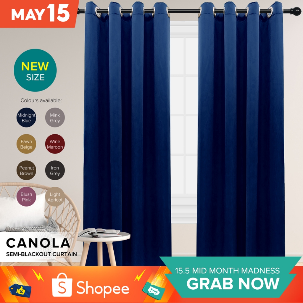 KKBS CURTAIN Canola 80%++ Blackout Curtain Ready Made Hook & Eyelet - Page 1
