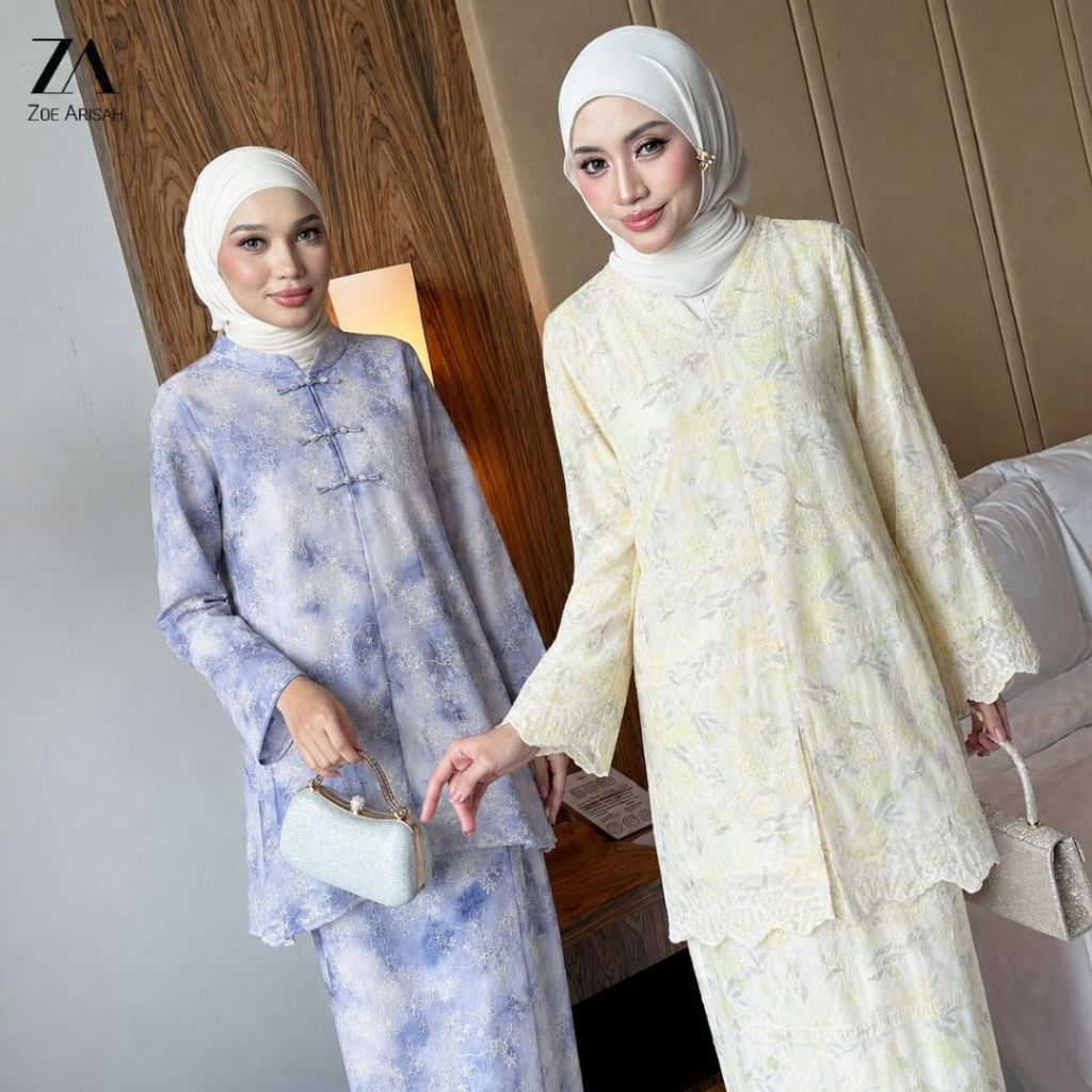 ZOE ARISAH X SHOPEE Jawaria Frieda Baju Kurung Muslimah Kebarung Moden Full Lace Sulam 2026 Kurung Raya Baru ZOE ARISSA