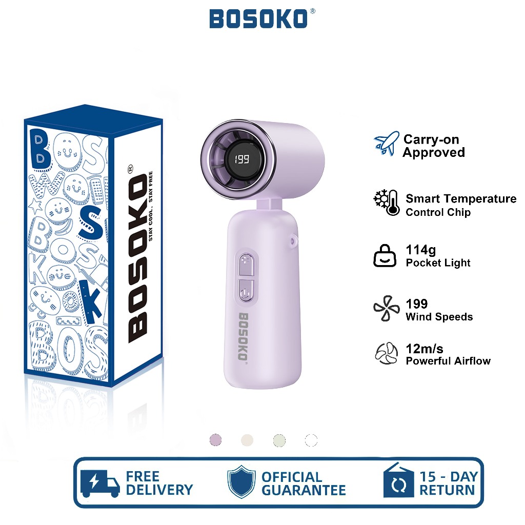 BOSOKO C80 Mini Kipas Pendingin Cepat dengan Paparan Digital Portabel Kipas Turbo USB untuk