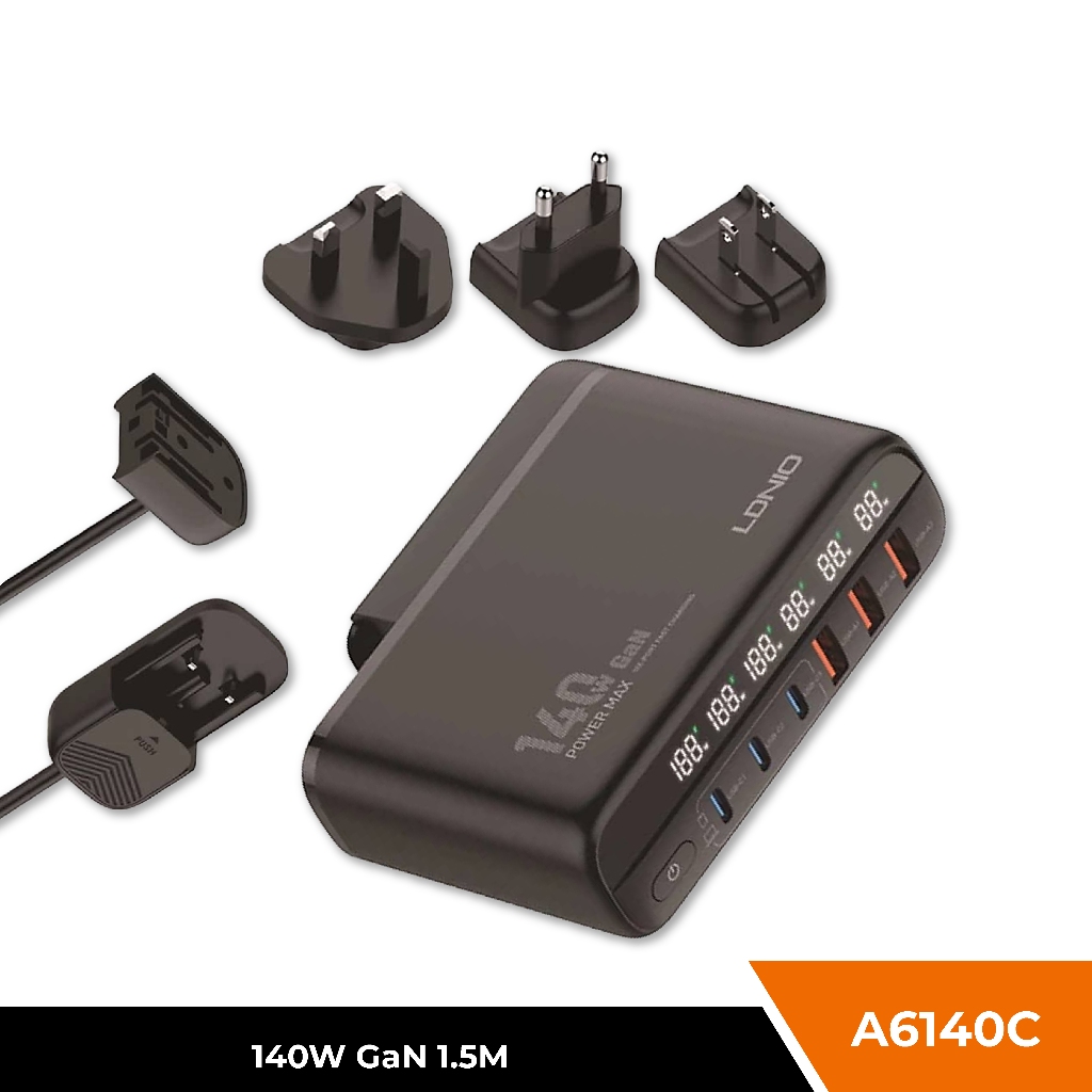 LDNIO A6573C 65W Super Fast Charger PD 65W+QC3.0 Auto-ID Desktop USB Charger | A8101 | A6140C | A480