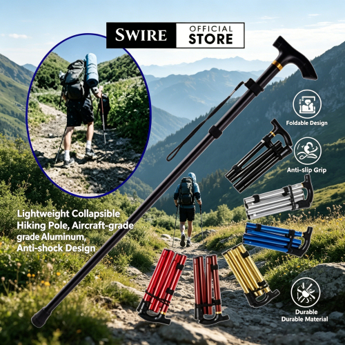 Pelbagai Tujuan Hiking Lipat Stick Berat ringan Trekking Pole Sokongan boleh laras Tongkat Lipat 登山杖