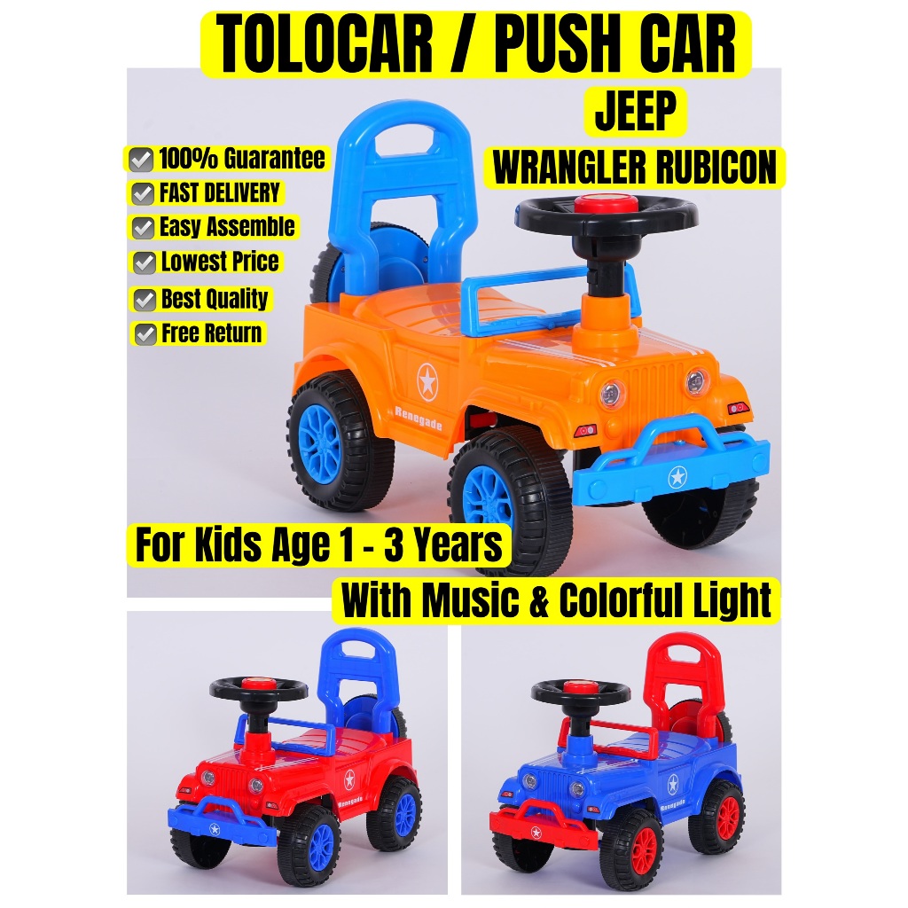 UMUR 1 - 3 YEARS TAHUN KIDS BUDAK KANAK TOLOCAR PUSH CAR RIDE ON TOY 4 WHEELS RODA KERETA MAINAN KAKI TOLAK HORN MUSIC