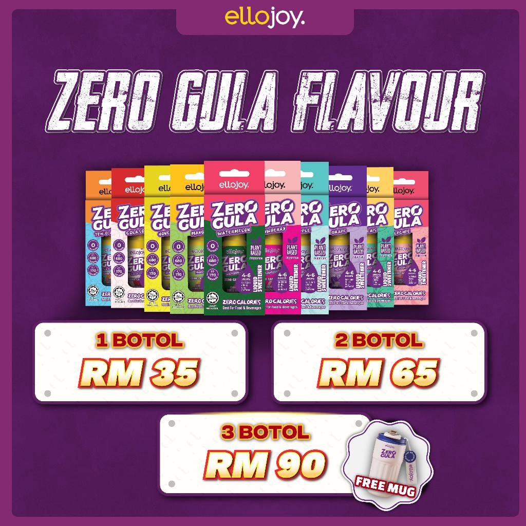 Ellojoy Zero Gula Sweetener Flavor - Pengganti Gula Putih - 17ml (HALAL JAKIM)