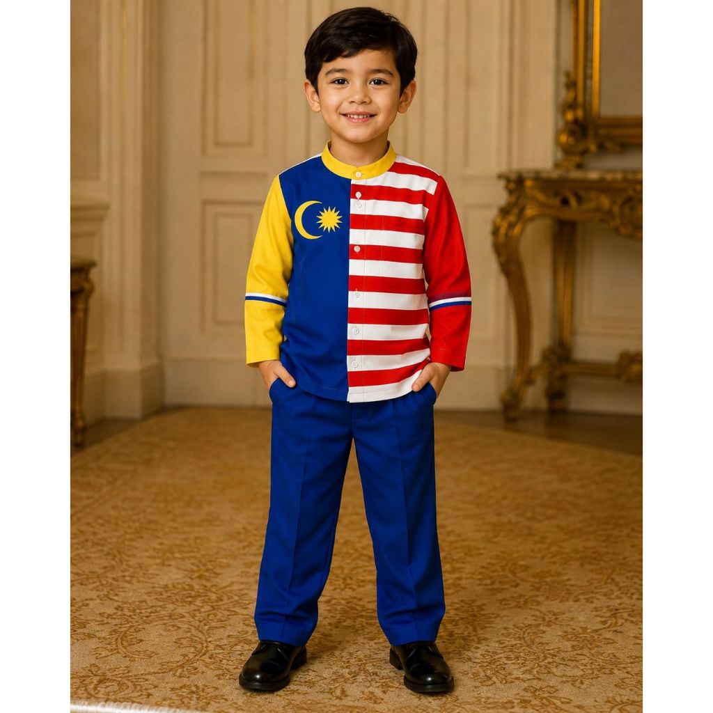 Baju Merdeka & Tanjak Kahin Como Crepe High Quality Rady Stock
