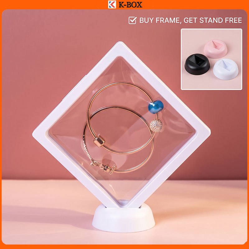 Ready Stock 3D Floating Jewelry Box 7/9/11cm Anti-Oxidation PE Film FREE Stand Kotak Barang Kemas