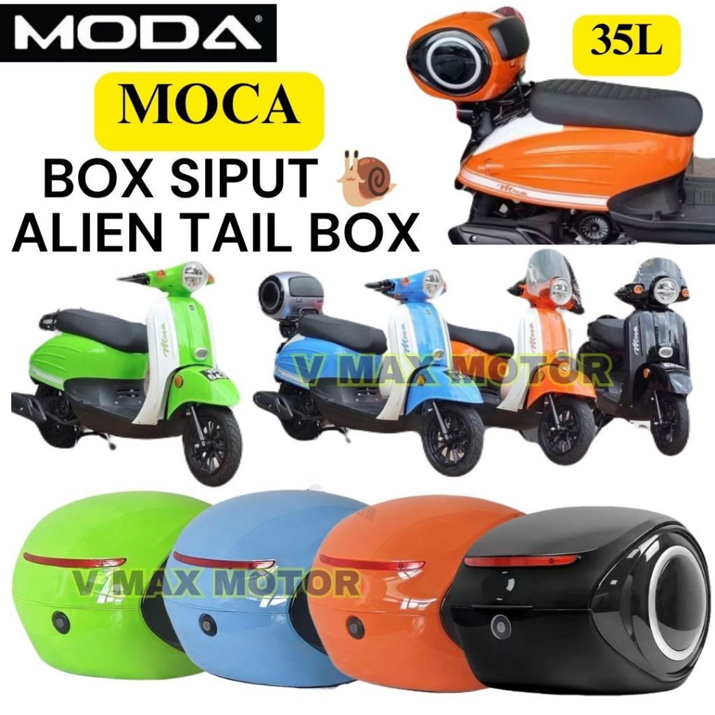 Box Siput Moda Moca Box Motorcycle Top Box Alien Box Universal Comel Box 35L Siput Box (Top Box Only)