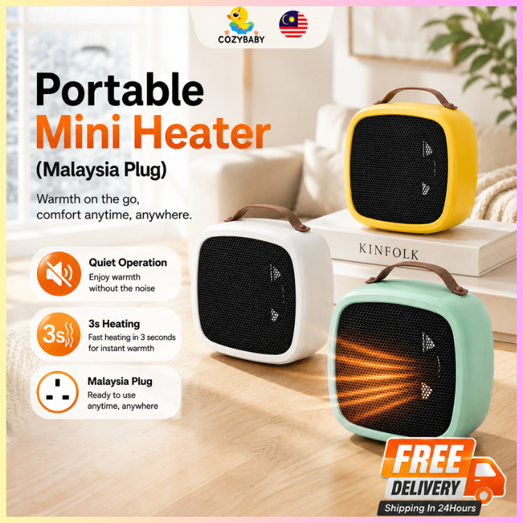 CozyBaby Portable Heater Mini Electric Heater 500W Warm Fan Fast Heating Low Noise Office Desktop Room Heater