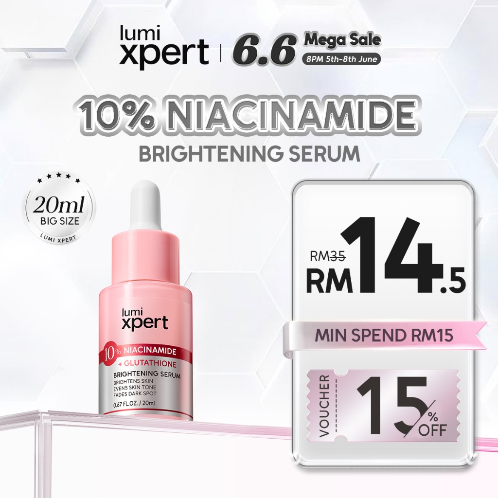 Lumixpert 10% Niacinamide Brightening Serum 20ml Glowing Essence Even Out Skin Tone Improve Dullness Whitening Skincare