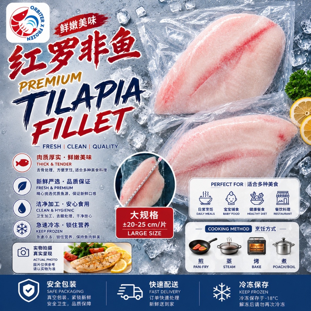 <<PENANG ONLY>> Premium Frozen Tilapia Fillet 无骨红非洲 | 罗非鱼 | Boneless | Vacuum Packed | Ready to Cook