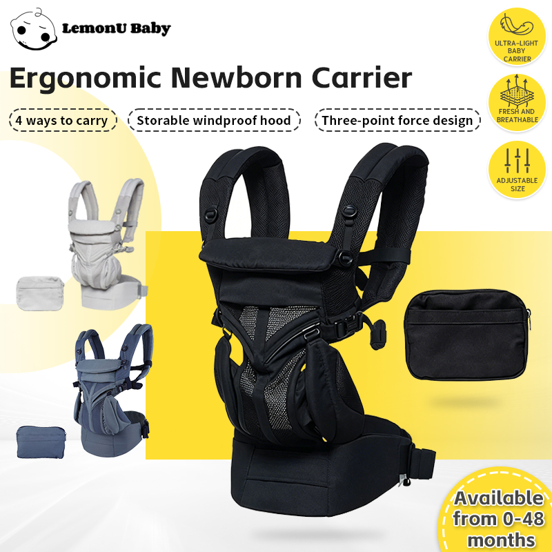 LemonU Bayi Ergonomik Pembawa Baru Lahir Sokongan Lumbar Pembawa Bahu Bernafas