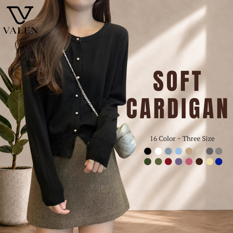 VALEN Women Cardigan Perempuan Knit Wanita Lengan Panjang - Women’s Knit Cardigan Long Sleeve Korean Style
