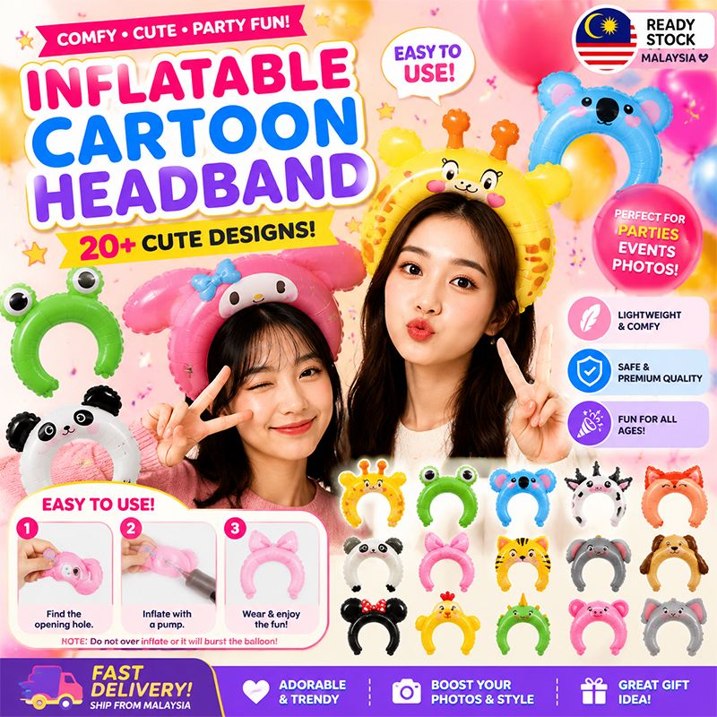 Aksesori Kepala Belon Cartoon Aluminum Animal Balloon Children's Headband Party Decor Bulk Pack Hoop Balloons for Events